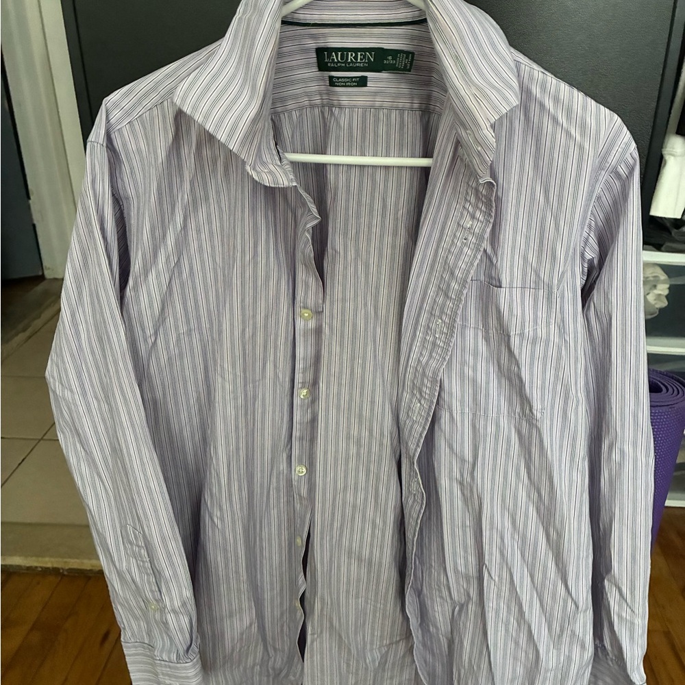 Ralph Lauren Men’s Lavender and White Stripe Dress Shirt